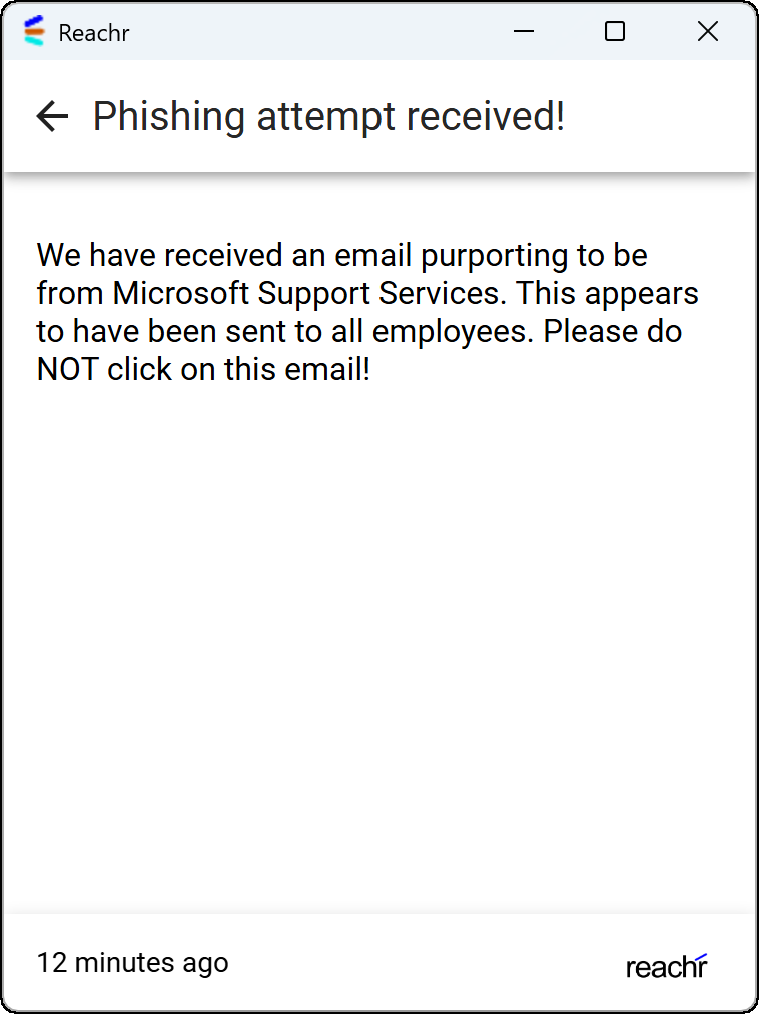 PhishingFINAL Reachr cybersecurity phishing attempt Desktop Alert